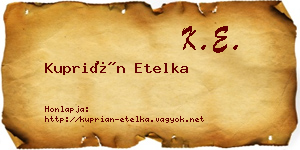 Kuprián Etelka névjegykártya